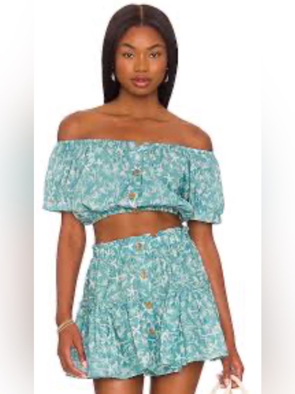 Eberjey Tropical Toucan Harper Crop Top Print Ocean Bay Sand Small